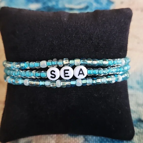Beaded Bracelet Stack "Sea" - Picture 3 of 5
